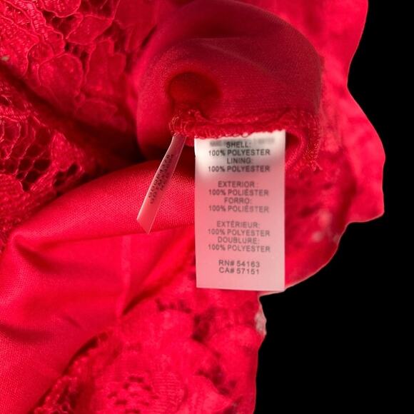 GUESS Bright Red Women's Bodycon Lace W/Flounced Tiered Hem Size 8 - Picture 14 of 16